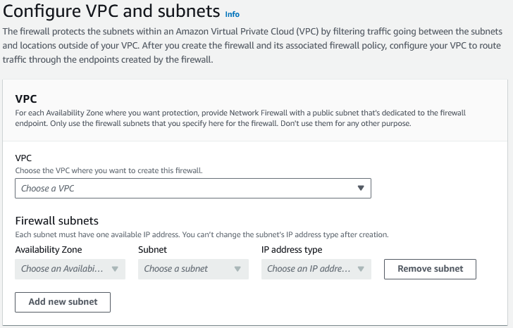 ANF VPC and Subnet Configuration settings