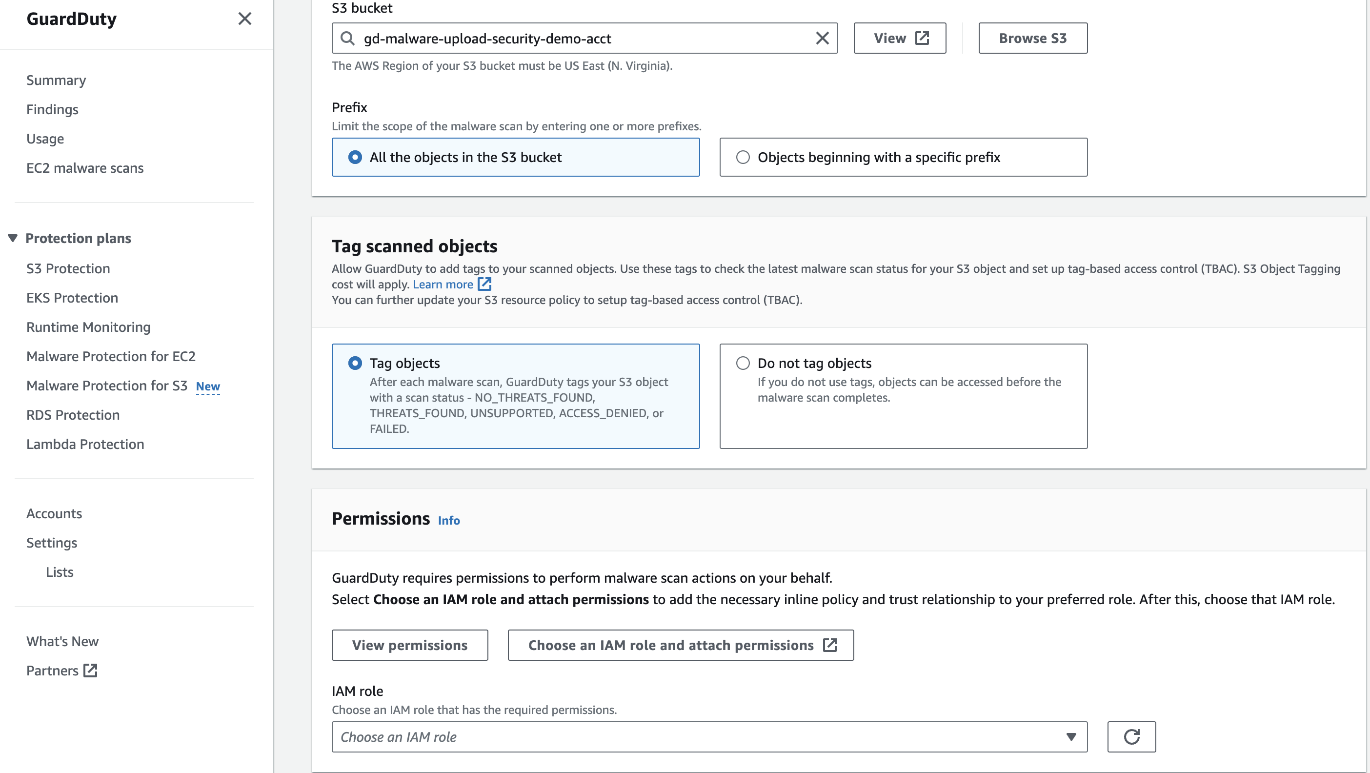 S3 Malware Protection configuration