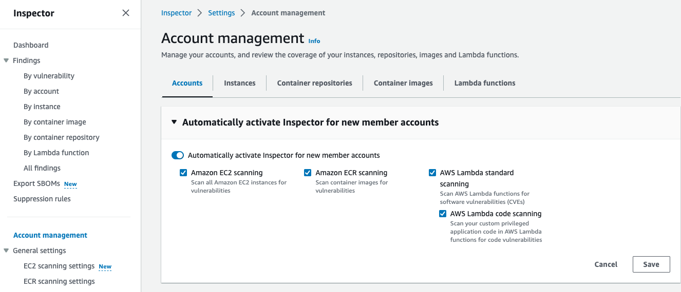 Inspector Account management