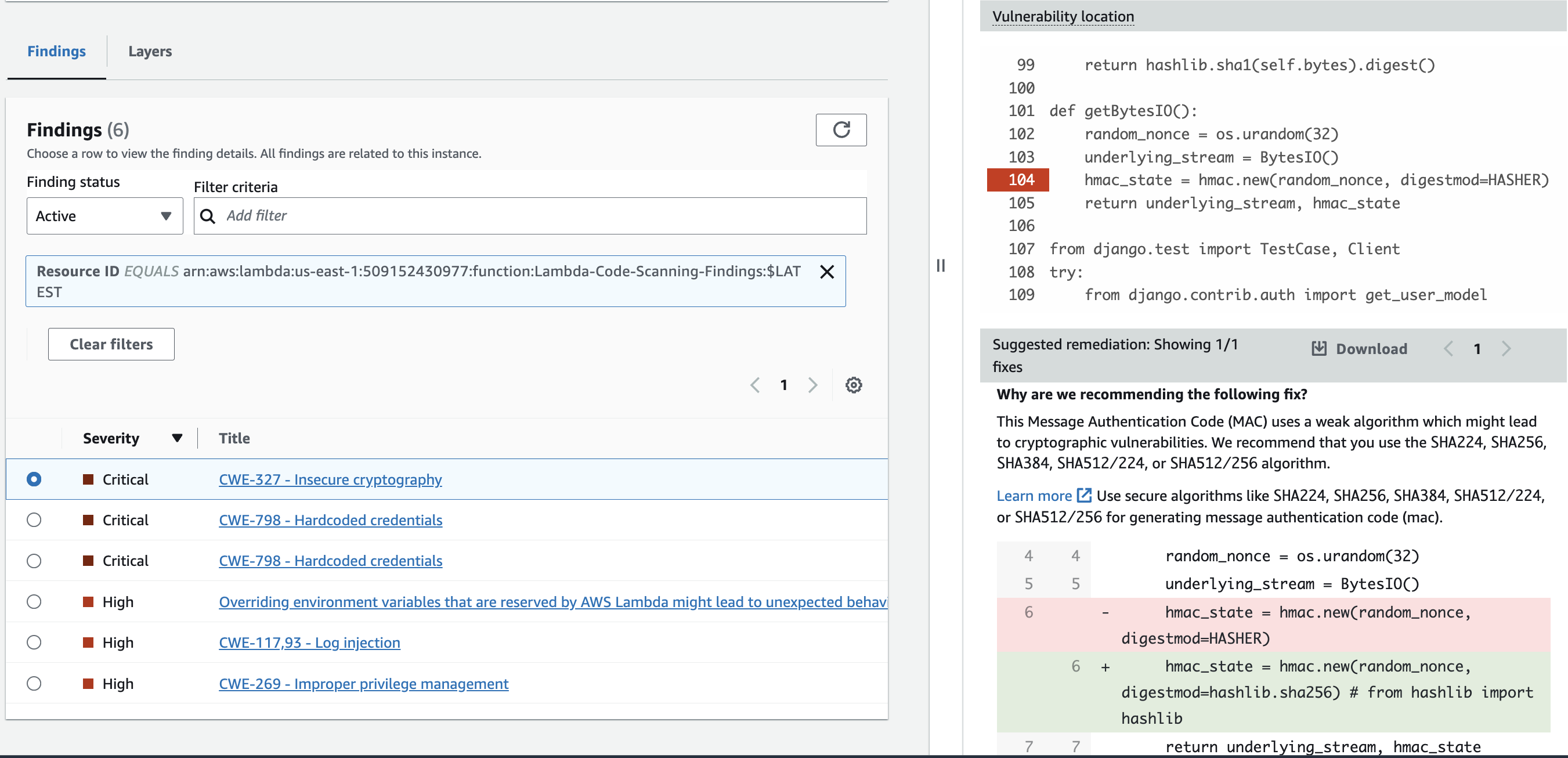 Inspector code remediation