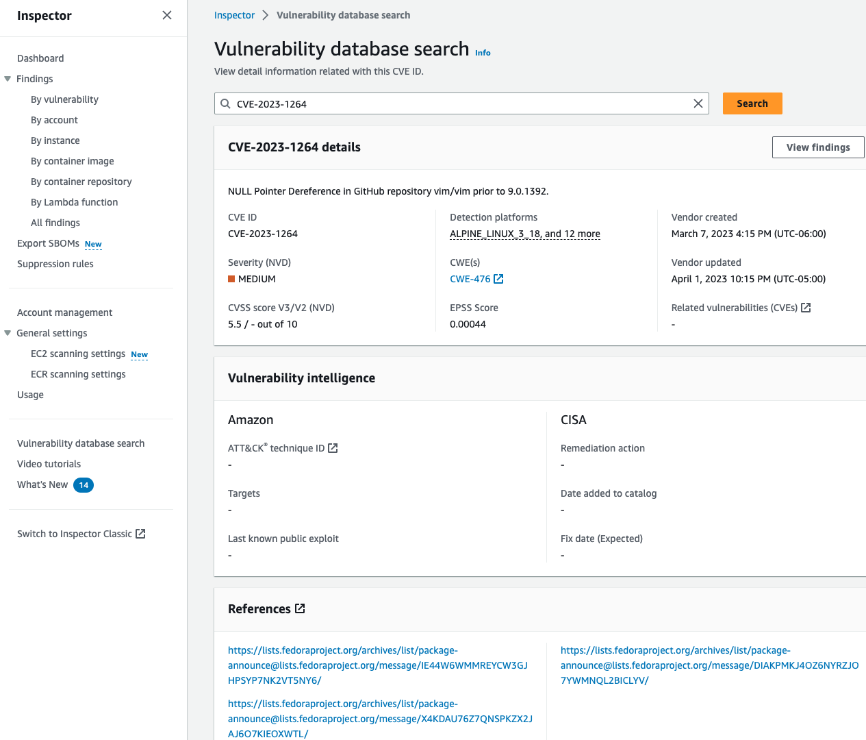 Inspector vulnerability database