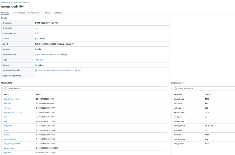 Figure 4: Details for run name "unique-cod-104"